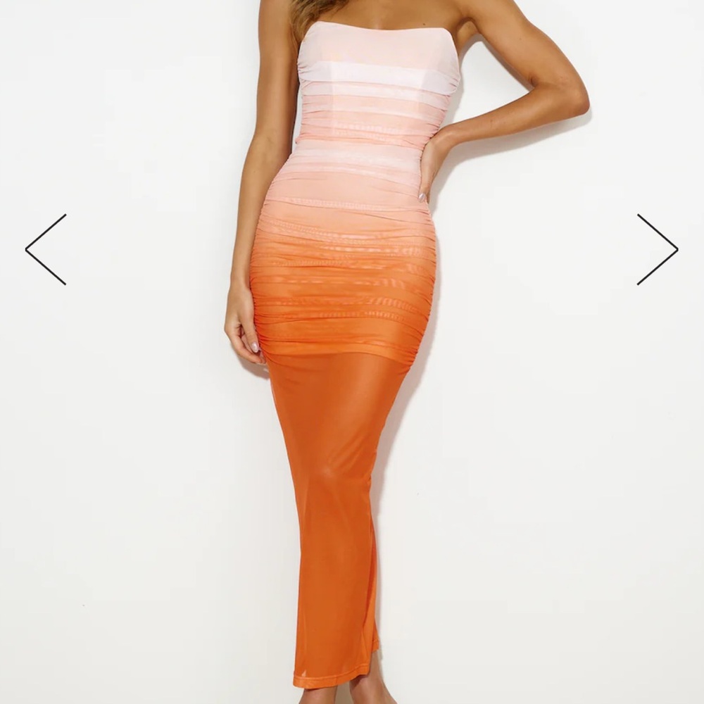 NWT Hello Molly Splashing Out Mesh Maxi Dress Orange